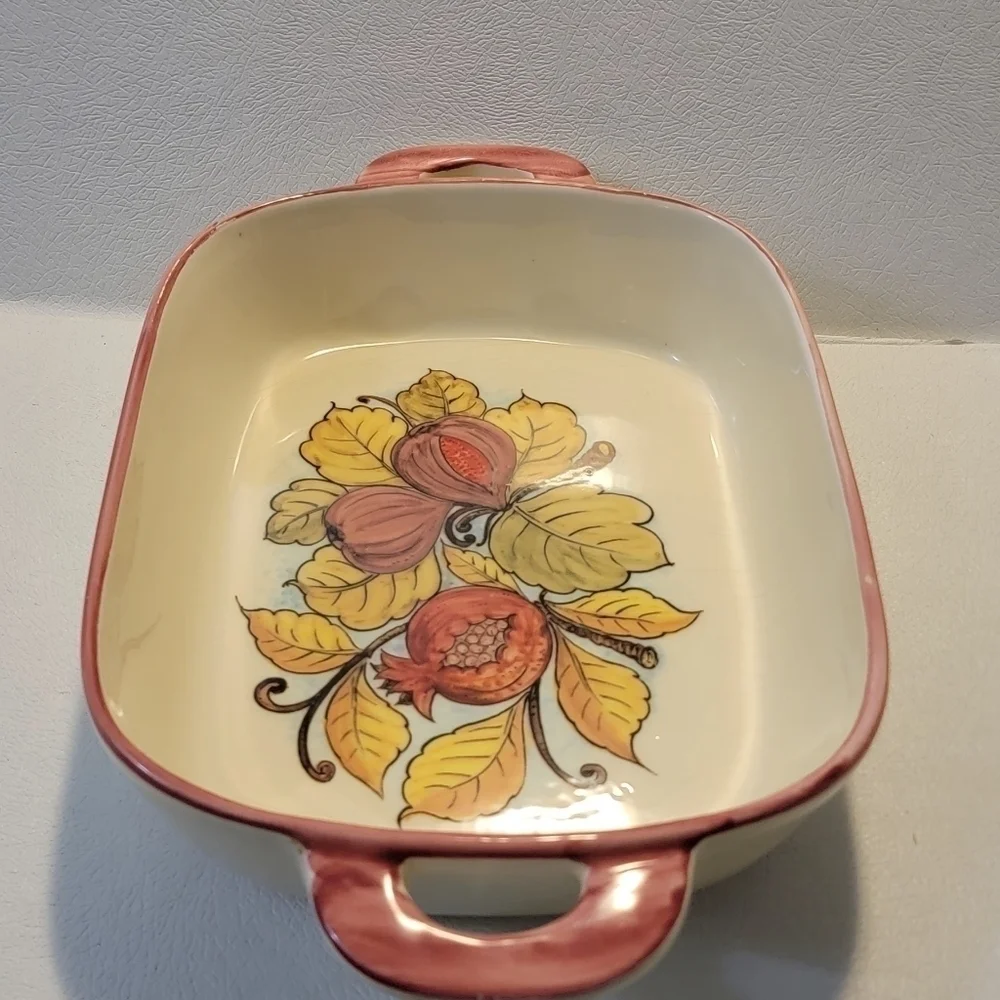 Sur La Table Beige Dishwasher Safe Fall Floral Casserole Serving Plate
